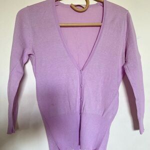 Rosetti Purple V-Neck Cardigan Sweater
